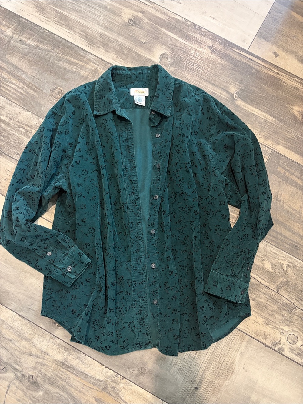 Vintage Talbot’s Floral Patter Corduroy Button Front Top Size Large 100% cotton